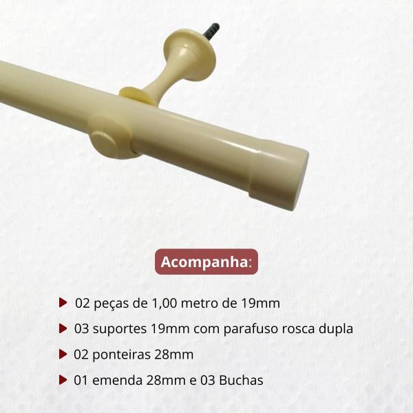 Imagem de Kit varão simples de aço 2 metros 19mm ecowood com pintura eletrostática