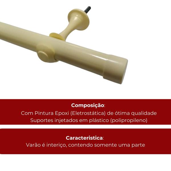 Imagem de Kit varão simples de aço 2 metros 28mm ecowood com pintura eletrostática