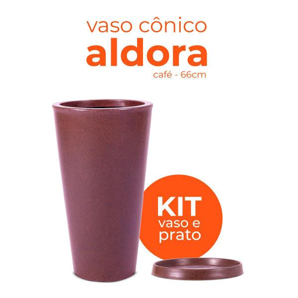 Imagem de Kit Vaso e Prato Cônico Aldora Café 66 Terrano