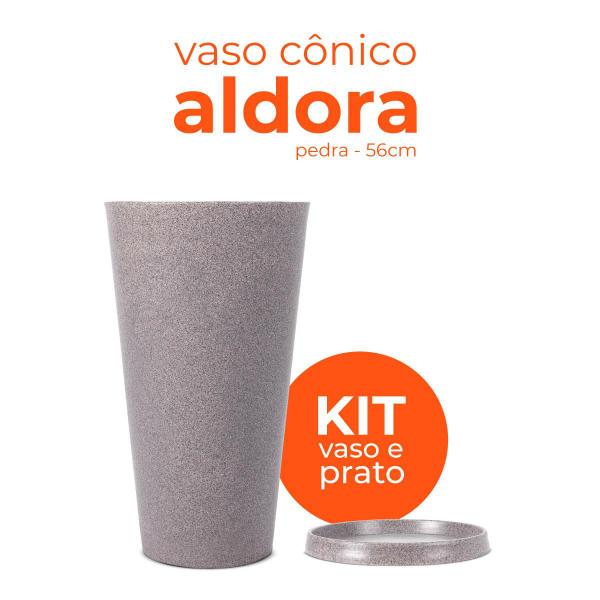 Imagem de Kit Vaso e Prato Cônico Aldora Pedra 56 Terrano