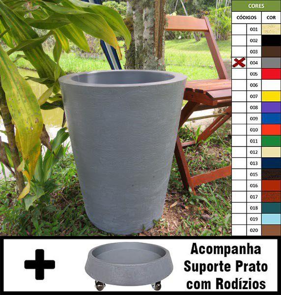 Imagem de Kit Vaso Planta + Prato Rodízio 50x40 Redondo Cônico Polietileno