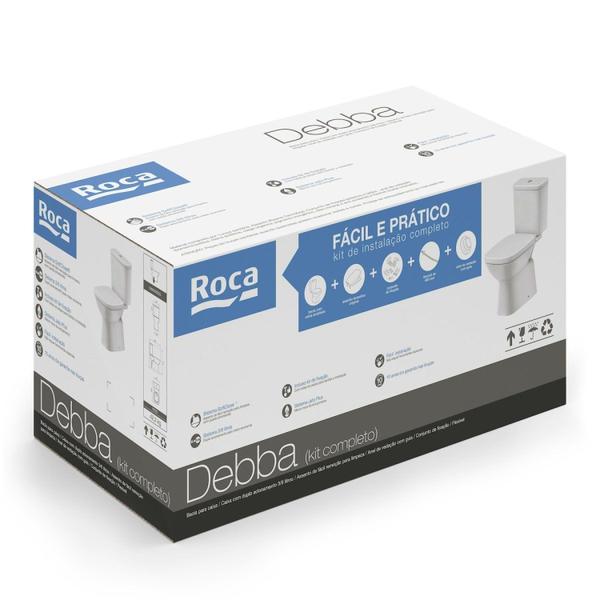 Kit Vaso Sanitário com Caixa Acoplada e Assento Soft Close Debba Classic Roca Imagem de Kit Vaso Sanitário com Caixa Acoplada e Assento Soft Close Debba Classic Roca