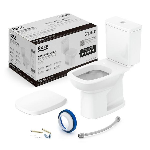 Imagem de Kit Vaso Sanitário com Caixa Acoplada e Assento Soft Close Debba Square Roca