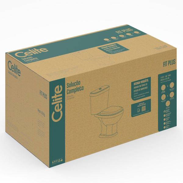 Imagem de Kit Vaso Sanitário com Caixa Acoplada e Assento Soft Close Fit Plus Celite