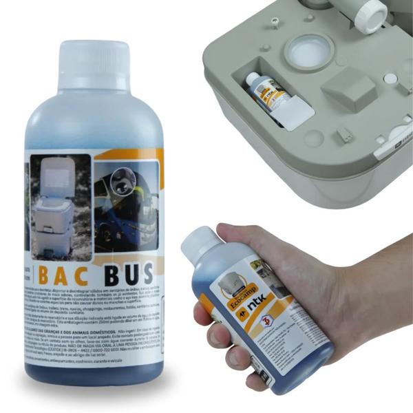 Imagem de Kit Vaso Sanitario Portatil 24 L  Lavatorio Pia  Barraca Banheiro Camping Trocador e  Eco Bac Bus 250ml  Nautika 