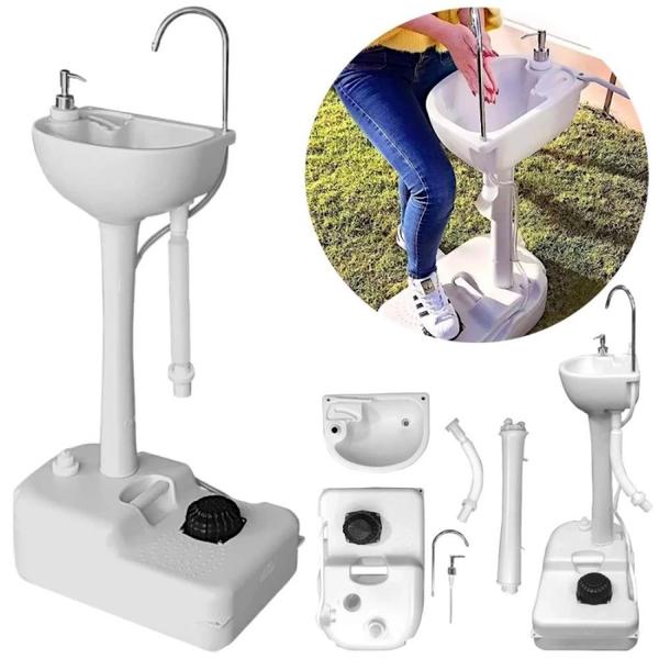 Imagem de Kit Vaso Sanitario Portatil Porta Potti Ecocamp Comfort 24 L + Pia Lavatorio Camping  Nautika 