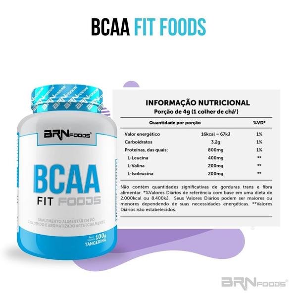 Imagem de KIT Vegan Protein 500g + PREMIUM Creatina 100g + BCAA Fit Foods 100g - BRN FOODS