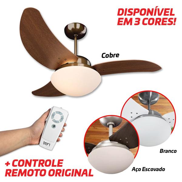 Imagem de Kit Ventilador De Teto Solano Potente Com Controle Remoto Infravermelho Original - Tron