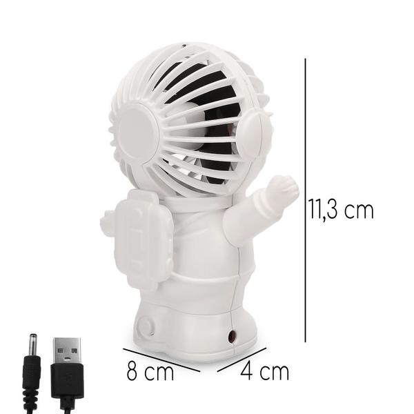 Kit Ventilador Portatil Usb Recarregavel De Mesa Astronauta - Made Basics Imagem de Kit Ventilador Portatil Usb Recarregavel De Mesa Astronauta