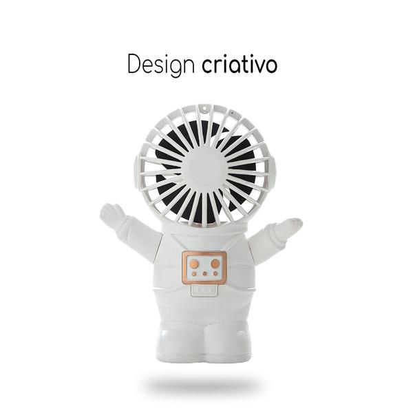 Kit Ventilador Portatil Usb Recarregavel De Mesa Astronauta - Made Basics Imagem de Kit Ventilador Portatil Usb Recarregavel De Mesa Astronauta