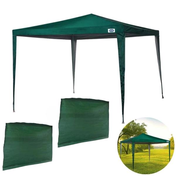 Imagem de Kit Verde Praia Tenda Gazebo 3x3 M Oxford Verde + 2 Paredes Laterais