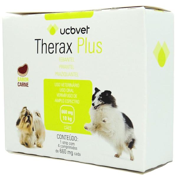 Imagem de Kit Vermífugo Therax Plus 660mg C/4 comp. UCBVET C/ 6 unidades