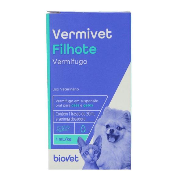 Imagem de Kit Vermífugo Vermivet Filhotes Biovet 20ml C/ 4 unidades