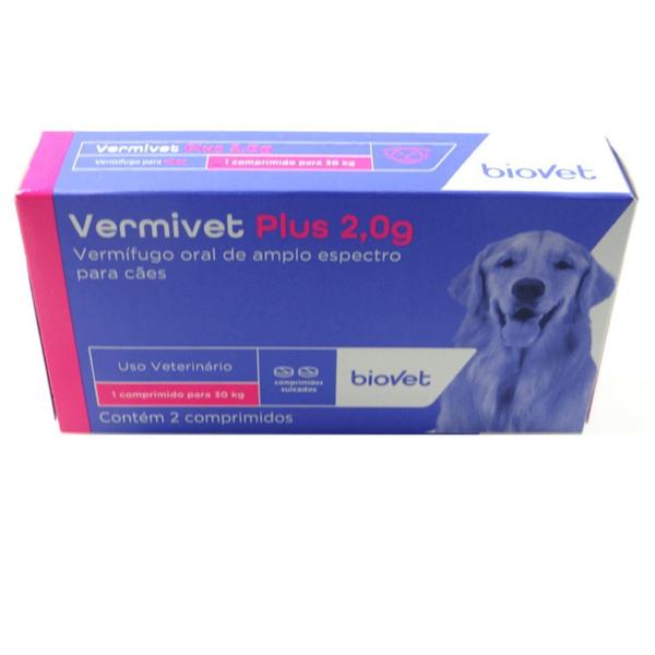 Imagem de Kit Vermífugo Vermivet Plus Biovet 2g c/ 2 Comprimidos C/ 5 unidades