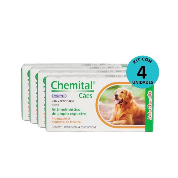 Imagem de Kit Vermífugos Chemital Cães Chemitec 4 Comp. C/ 4 caixas