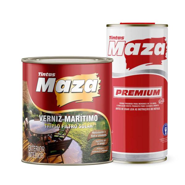 Imagem de Kit Verniz Maritimo Brilhante Imbuia Com Diluente Lata 900Ml