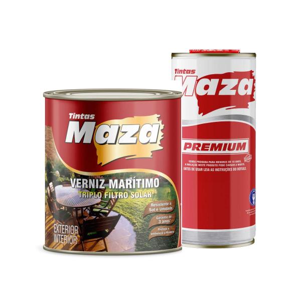 Imagem de Kit Verniz Maritimo Brilhante Mogno Com Diluente Lata 900Ml