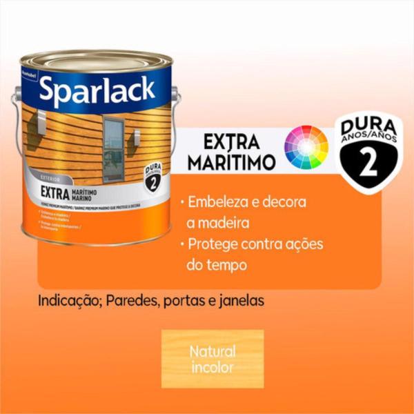 Imagem de Kit Verniz Marítimo Madeira Brilhante Sparlack 900ml + Rolinho Espuma Tigre 5cm