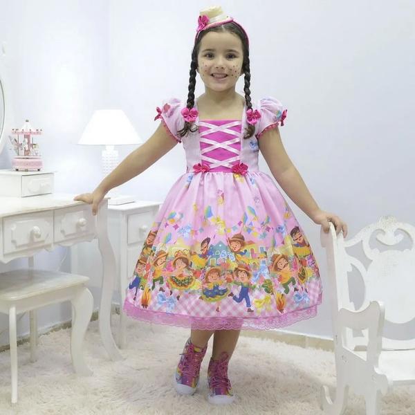 Imagem de Kit Vestido festa São João Festa Junina + saia filó + laço cabelo