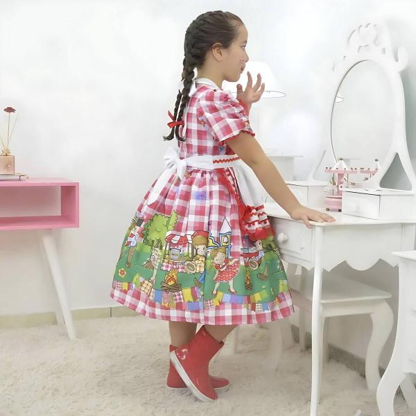 Imagem de Kit Vestido xadrez - Festa Junina + saia filó + tiara para cabelo