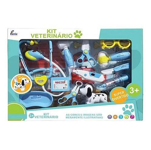 Imagem de Kit Veterinario Infantil 12 Peças Azul Fenix