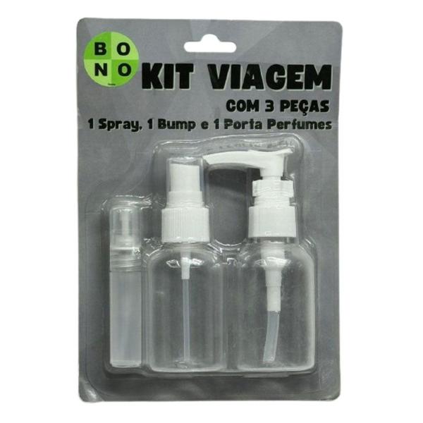 Imagem de Kit Viagem Com 3 Peças Compactas Reutilizável Recarregável Frascos 1 Spray 1 Bump E 1 Porta Perfume