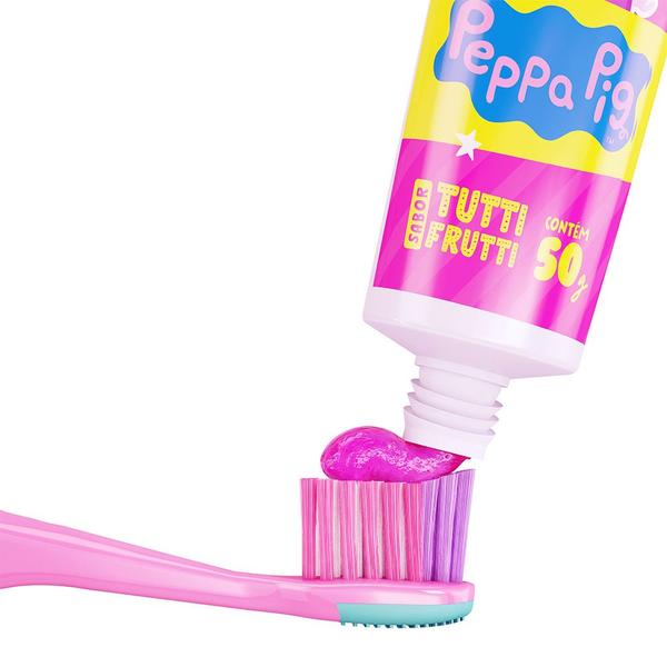 Imagem de Kit Viagem Infantil Porta Escova Dental com Pasta e Fio Peppa Pig DC Estojo Dentalclean