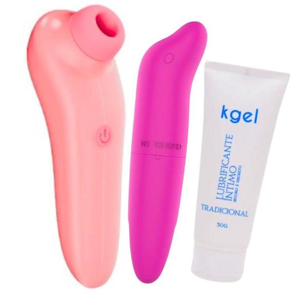 Imagem de Kit Vibrador Feminino Sugador Clitóris Mamilos Seios Masturbador Estimulador Vagina SEXSHOP