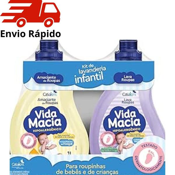 Imagem de Kit Vida Macia 1L - LAVA ROUPAS E AMACIANTE 1L