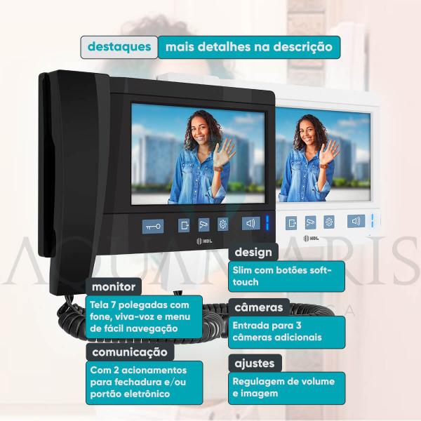 Imagem de Kit Vídeo Porteiro Advance Com Câmera Visão Noturna Externa Inclusa HDL