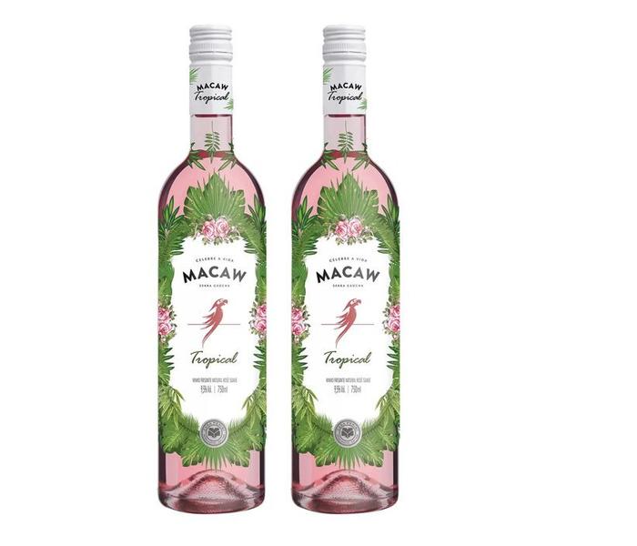 Imagem de Kit Vinho Macaw Frisante Tropical Rose Casa Perini 750ml 2un