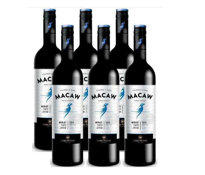 Imagem de Kit Vinho Macaw Merlot Tinto Demi-sec Casa Perini 750ml 3uni