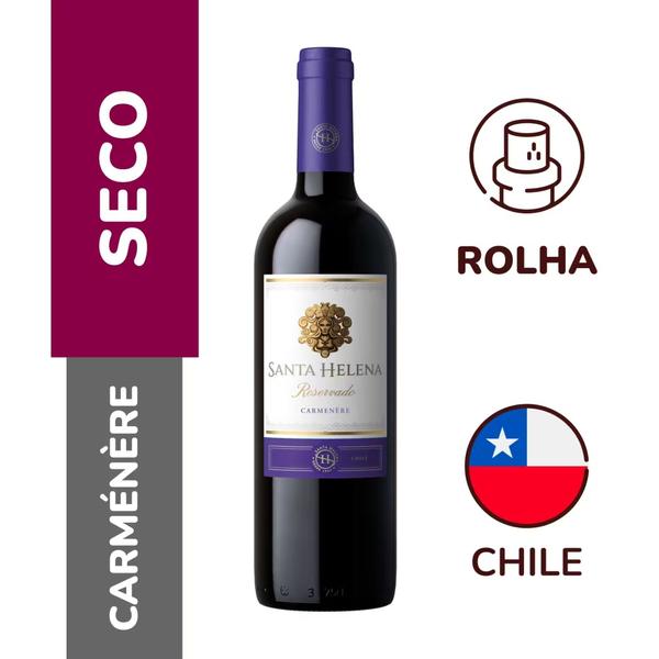 Imagem de Kit Vinho Santa Helena Carmenere Reservado Tinto 750ml 3uni