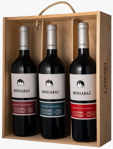 Imagem de Kit Vinho Tinto Monsaraz Monovarietais - cx mad. c/ 3x 750ml (consultar safra)