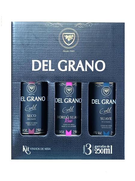 Kit Vinhos de Mesa (Rose, Suave e Seco) 250ml - Del Grano Imagem de Kit Vinhos de Mesa (Rose, Suave e Seco) 250ml - Del Grano