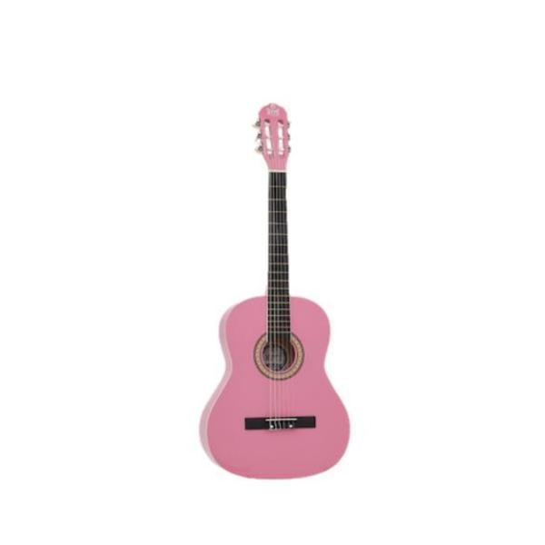 Imagem de Kit Violão Acústico cordas em Nylon Myth Rosa + Capa Simples + Afinador + 3 Palhetas --Linha estudante / Iniciante --Spanking MT39N