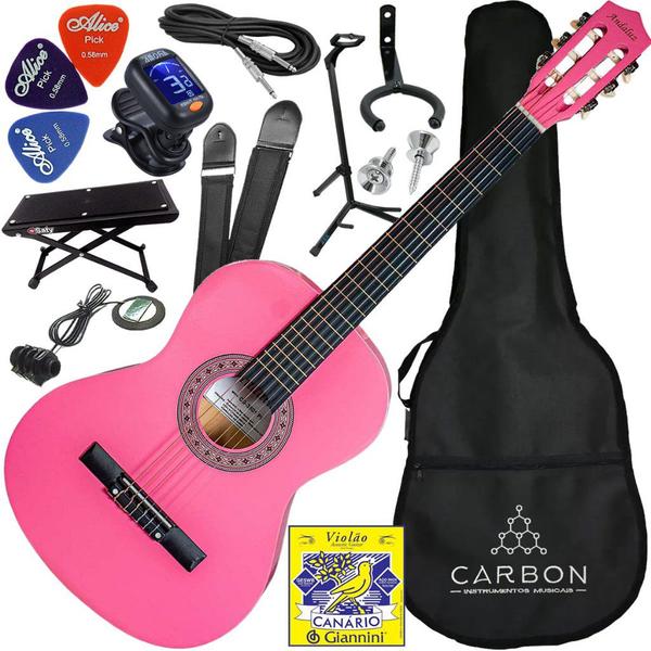 Imagem de Kit Violão Clássico Elétrico Nylon Cg-3801 Rosa Andaluz Vx09