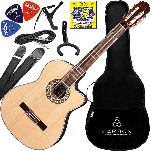 Imagem de Kit Violão Eletroacústico Eagle Emn880c Nylon Clássico Cutaway Vx02