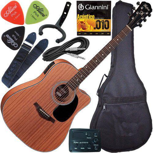 Imagem de Kit Violão Eletroacústico Folk Hofma Hmf250 Satin Envio 24h