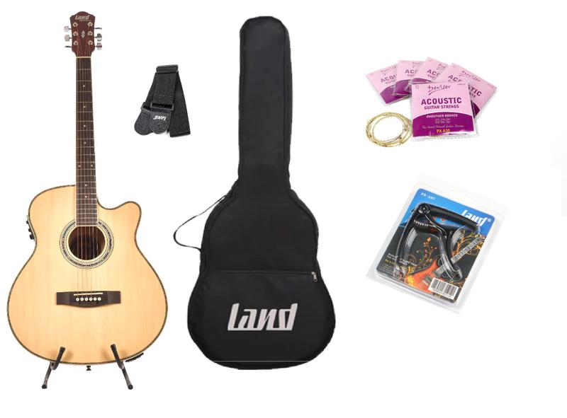Imagem de Kit violão land eletrico aço lw-a-40e+capa+acessórios