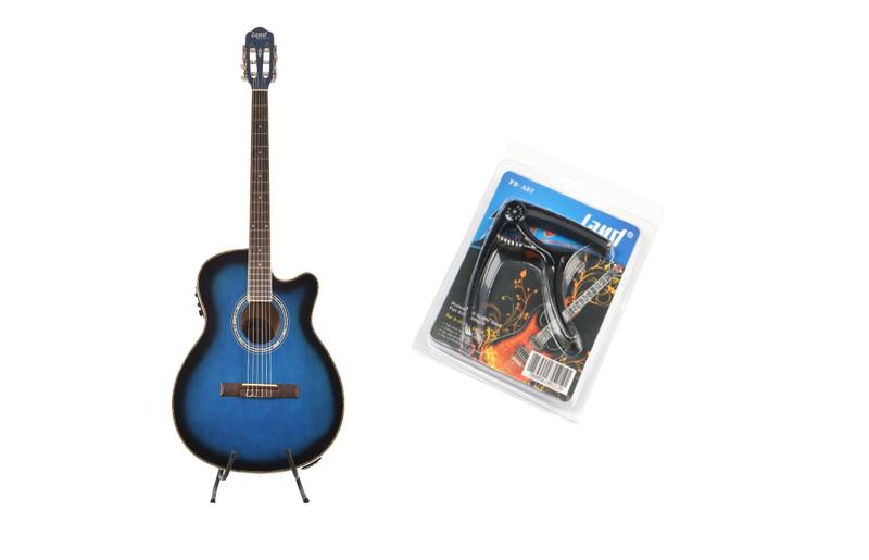 Imagem de Kit violão land eletrico nylon azul   capotraste