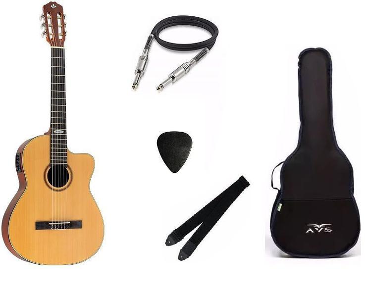 Imagem de Kit Violão Strinberg Sc200 Náilon Elétrico Natural Verniz