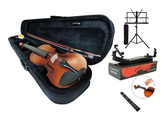 Imagem de Kit Violino 4/4 + Espaleira + Afinador + Estante  Iniciante