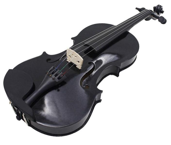 Imagem de Kit Violino Barato Preto 4/4 Estojo Arco Breu Ronsani C/ Acessórios