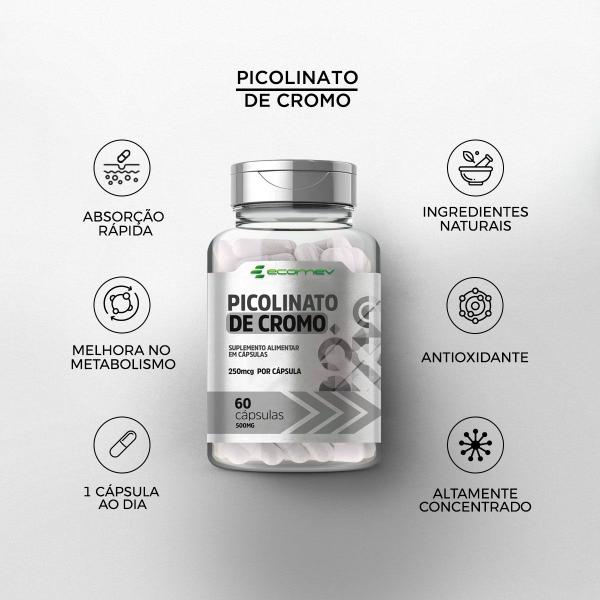 Imagem de Kit Vitamina C C/ Zinco Quelado + Picolinato de Cromo 500Mg 120Cáps Ecomev