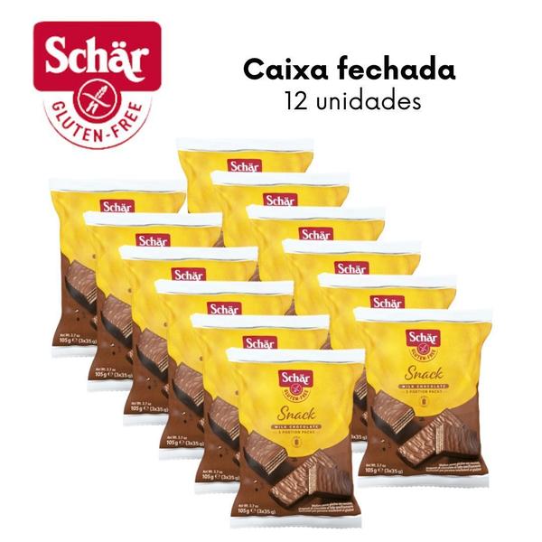 Imagem de KIT Wafer coberto com chocolate snack Dr. Schar 105g - Caixa com 12 unidades