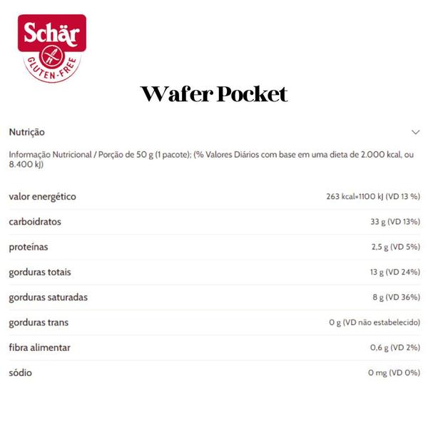 Imagem de KIT Wafer recheado com creme de avelã wafer pocket Dr. Schar 50g - Caixa com 10 unidades