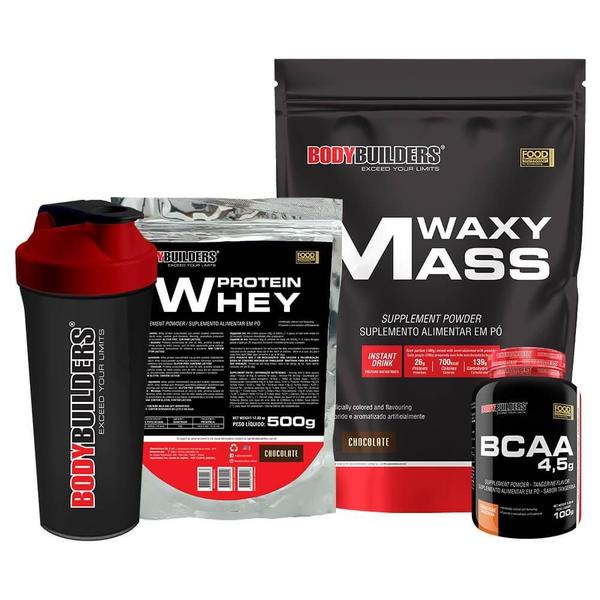 Kit Waxy Mass 3Kg+ Whey Protein 500G+ Bcaa 4,5 100G - Bodybuilders Imagem de Kit Waxy Mass 3Kg+ Whey Protein 500G+ Bcaa 4,5 100G