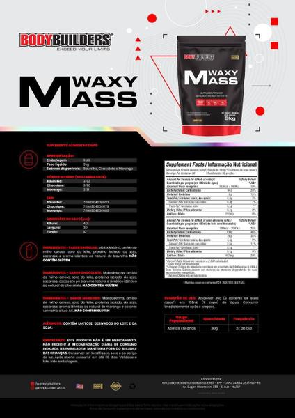 Kit Waxy Mass 3Kg+ Whey Protein 500G+ Bcaa 4,5 100G - Bodybuilders Imagem de Kit Waxy Mass 3Kg+ Whey Protein 500G+ Bcaa 4,5 100G