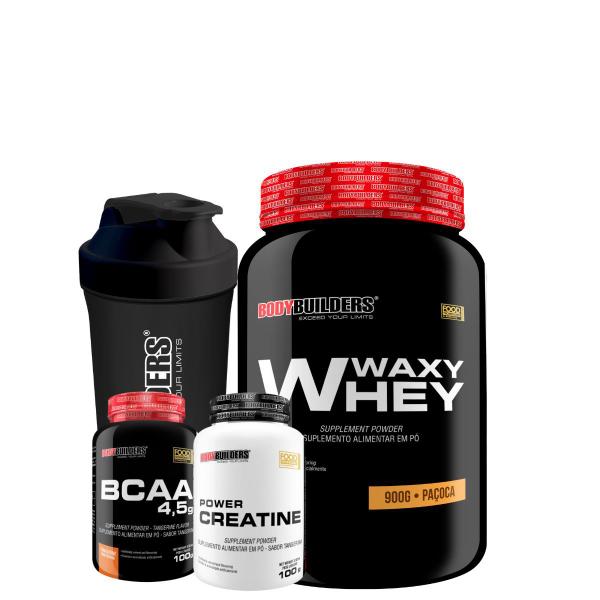 Imagem de KIT Waxy Whey 900g + BCAA 100g + POWER Creatina 100g + Coqueteleira - Bodybuilders